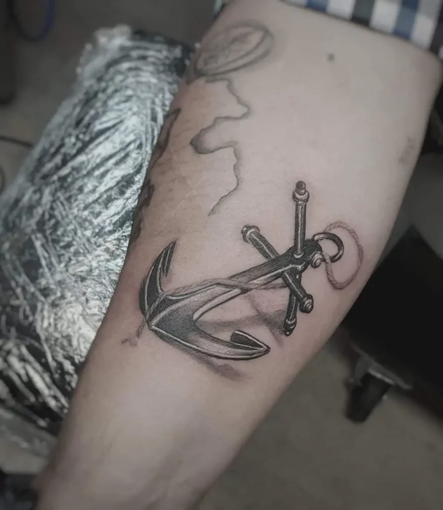 het anker tattoo 3d black and grey