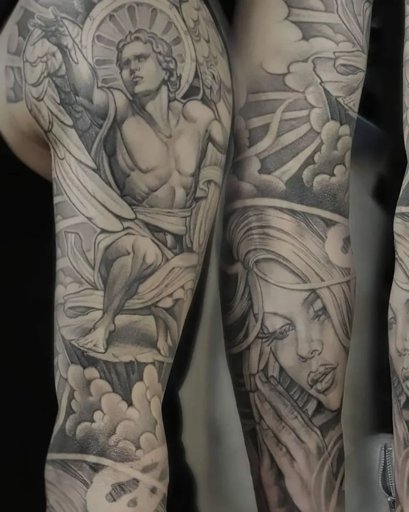 angel with praying hands tattoo