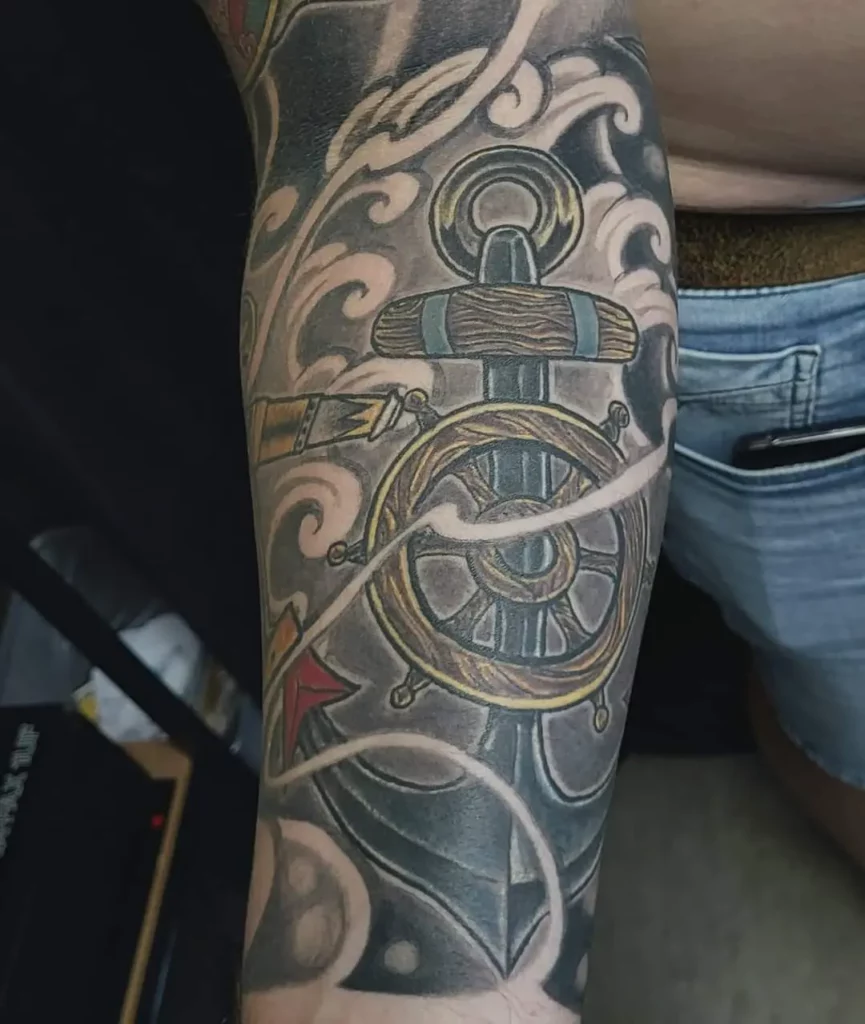 het anker tattoo met japanse fingerwave