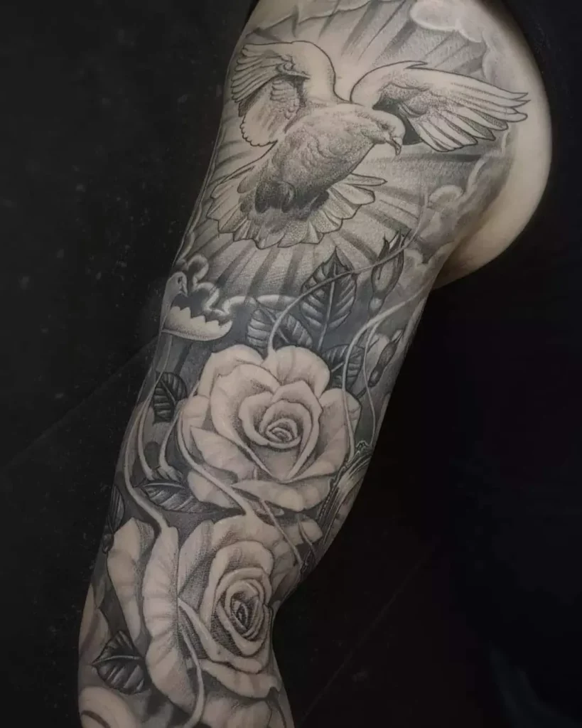 fine line black and grey tattoo duf en rozen