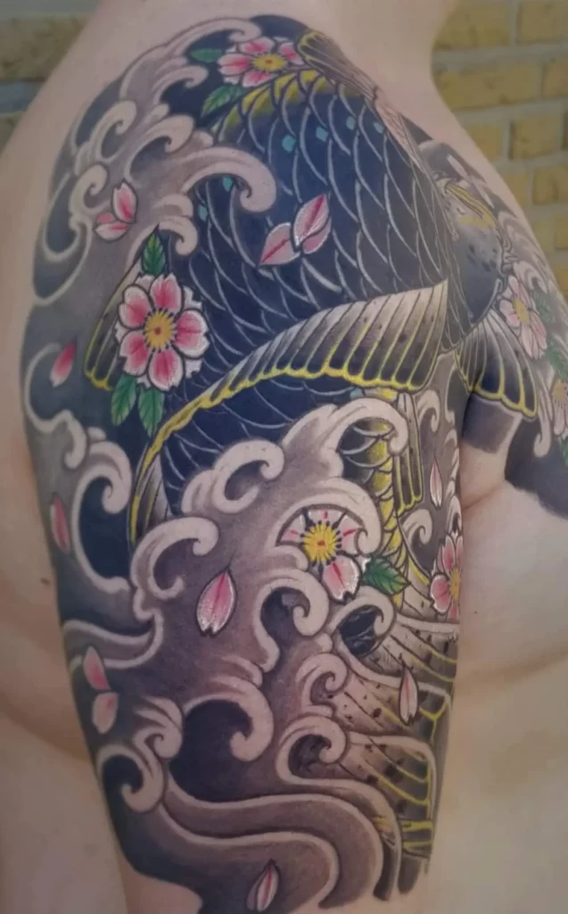 japanese fingerwave koi irezumi tattoo