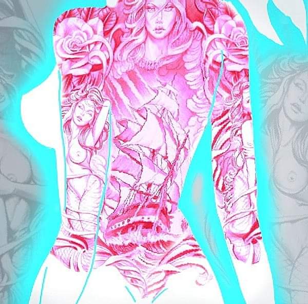 Een Rug tattoo  backpiece en body suit tatoeages.