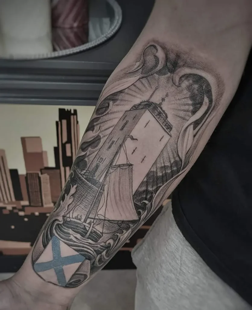 dorps gezicht tattoo vuurtoren katwijk