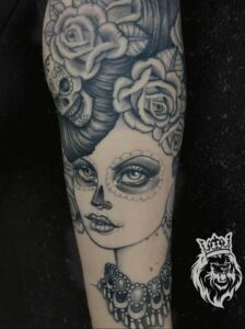 day of teh dead girl head tattoo